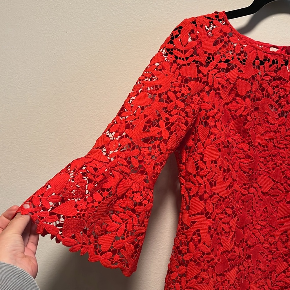 BODEN Red Heart Dove Brittany Lace Top Blouse, Red, Size 4 - Picture 3 of 12